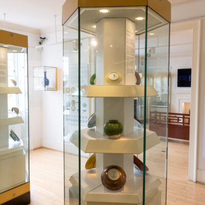 Museum galleries with objects on display.